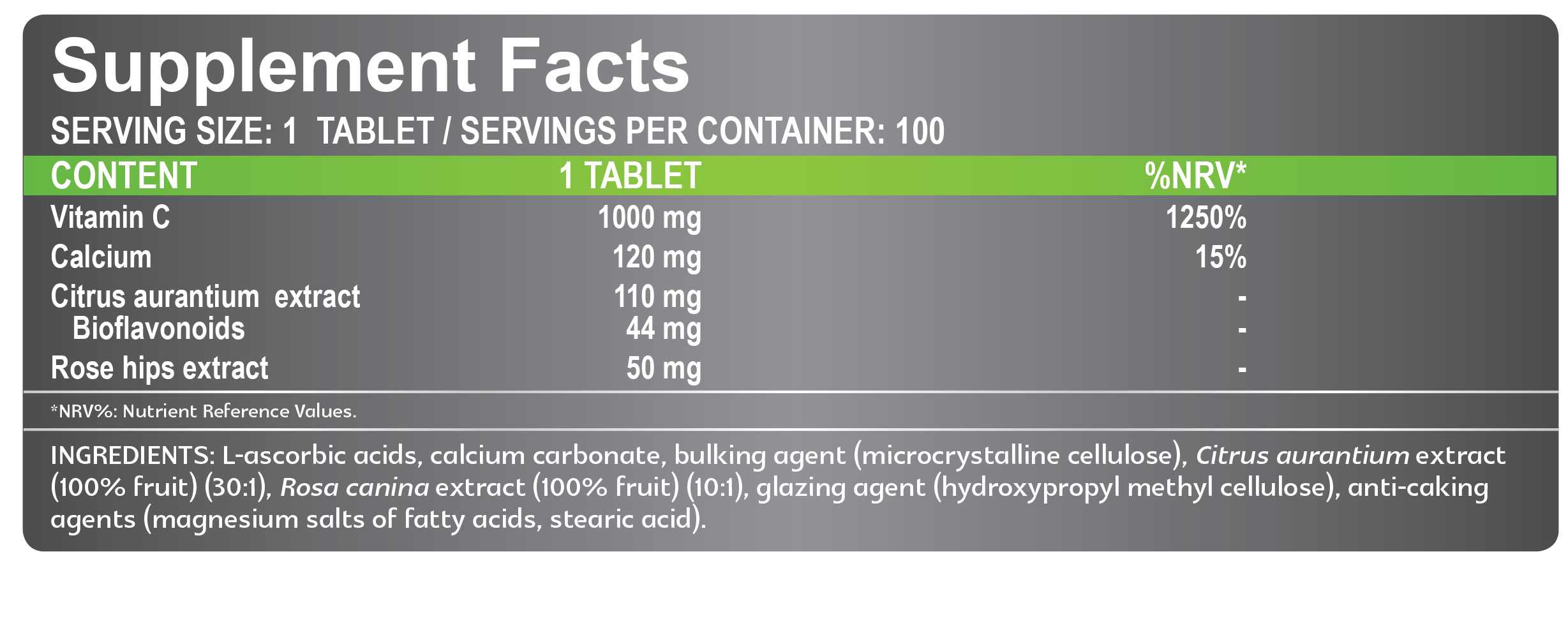 supplement facts c1000 vitamin
