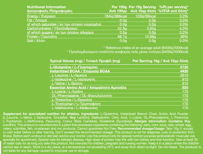01 136 093 Essential Amino Acid 400g facts