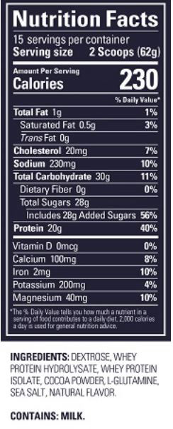 01 186 028 Protein Recovery Drink 930g facts