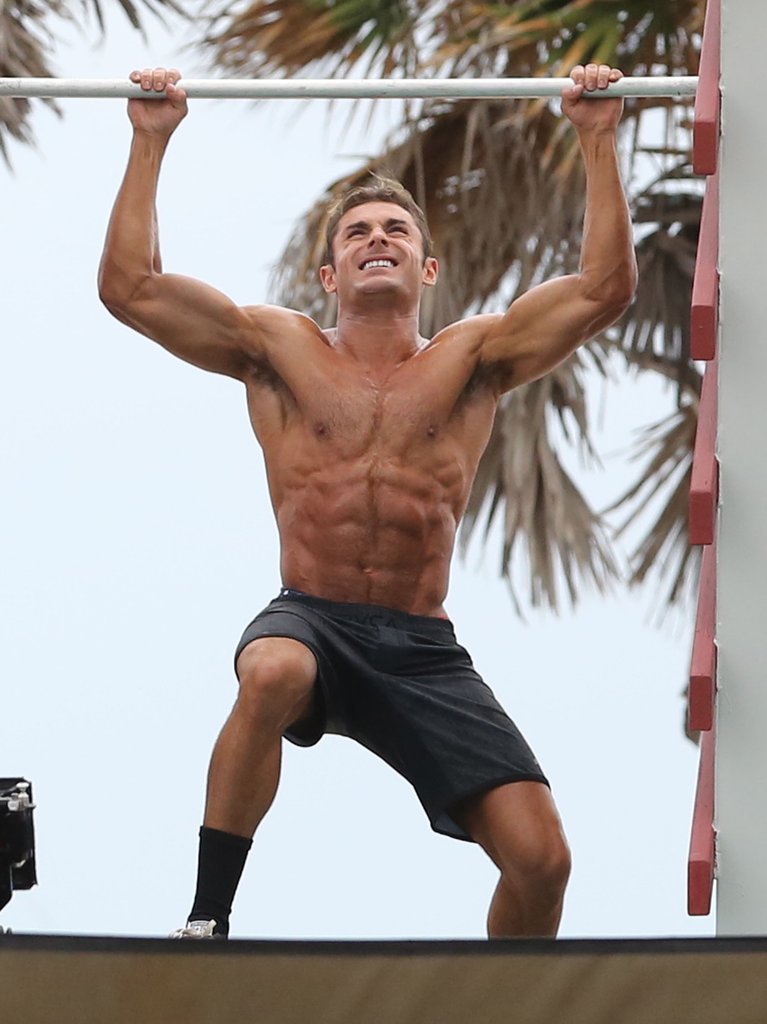 Zac Efron Shirtless Baywatch Movie Set Pictures